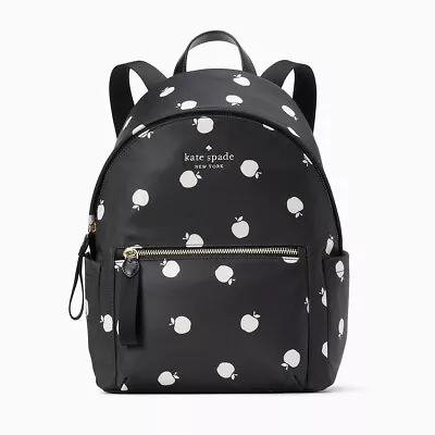 Kate Spade Chelsea Medium The Little Better Nylon Backpack Black Multi Apple • $88