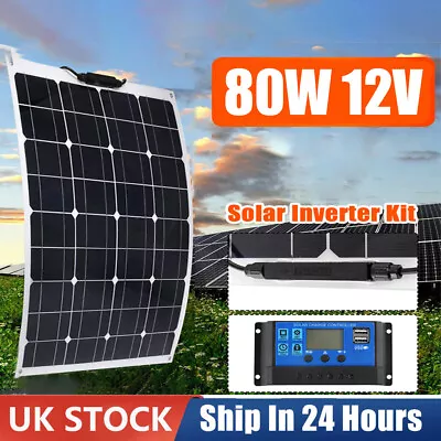 80W Solar Panel Kit 12V High Flexible Mono For Off Grid System RV Trailer Boat • £47.89