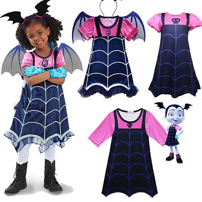 Kids Girls Vampire Halloween Vampirina Cosplay Costume Dress Party Fancy Dressפ • £14.56