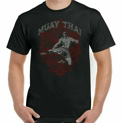 MUAY THAI T-SHIRT UFC MMA Martial Arts Thailand Training Top Gym TIGER Gloves • £10.99