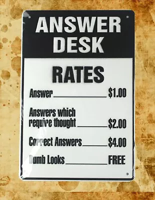  Old Reproductions For Sale Answer Desk Rates Tin Metal Sign • $14.95