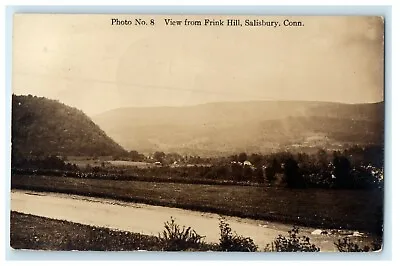 1918 View From Frink Hill Salisbury Connecticut CT RPPC Photo Antique Postcard • £10.91