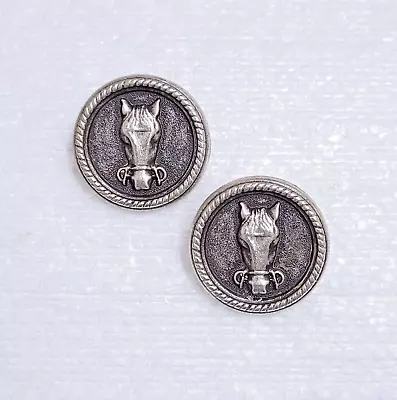 2 Horse Head Buttons 23mm Silver Metal Shank 3D Profile Shirt Sewing Art Crafts • £2.75