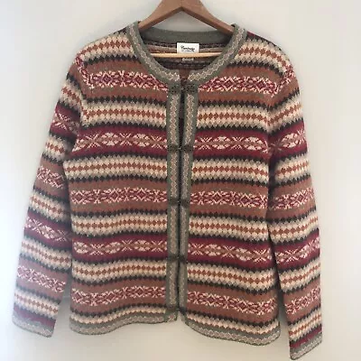 $19.99 • Buy Cambridge Dry Goods XL Women’s 100% Wool Cardigan Sweater Celtic Metal Clasps