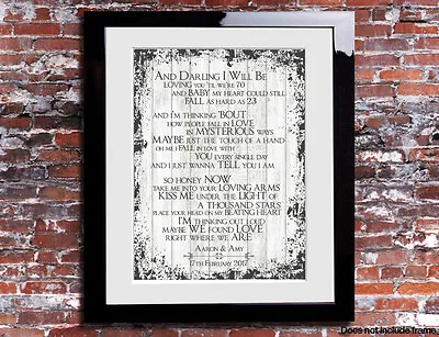 Ed Sheeran Thinking Out Loud Longer Lyrics Song Personalised Canvas Gift Wedding • £5.49