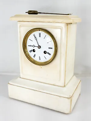 Antique French White Marble Cased Mantle Clock Japy Freres Movement • $350
