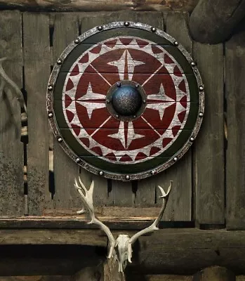 (Medieval Shield)Viking Shield 24  Wooden Shield Heavy Metal Fitted • $79.99