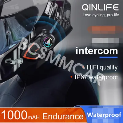 Motorcycle Helmet Intercom Bluetooth Headset 2 Rider 1000m Interphone Waterproof • $27.91