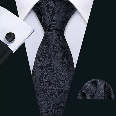 £7.97 • Buy UK Silk Mens Tie Set Necktie Pocket Square Cufflinks Blue Red Gold Green Purple