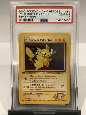$165.99 • Buy Pokemon 1st Edition Lt. Surge’s Pikachu Gym Heroes Set #81/132 - PSA 10 GEM MINT