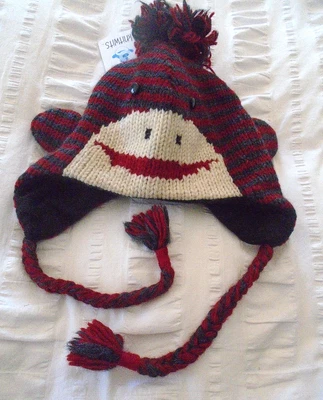 £24.45 • Buy NEW~KNITWITS DELUX: Handmade Wool Sock Monkey Pilot Braid-Tassel Hat/Youth-Adult
