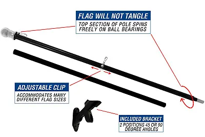 Flag Pole 6 FT Stainless Steel Sectional Kit For American Flag -3x5 4x6 Flag • $24.88
