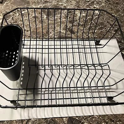 Rubbermaid Dish Drainer Rack Drying Black Coated Wire Utensil Cup Vintage • $20.80