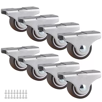 Set Of 8 Low-Profile Rigid Casters: 1 Wheels With Top Plate Ideal For Trundle • $18.67