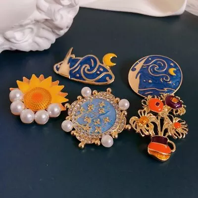 Retro Moon Sun Brooch Men Women Party Clothing Accessories Brooches Gift • $3.59