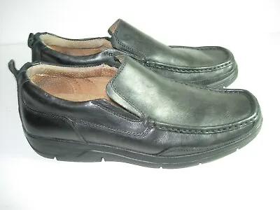 MENS BLACK LEATHER FLORSHEIM LOAFERS DRIVING MOCS COMFORT CASUAL DRESS Shoes 7 D • $16.99