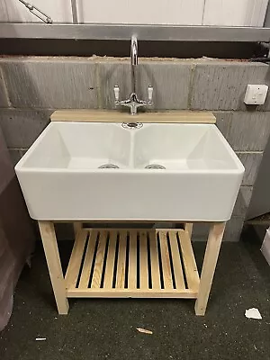 £795 • Buy Complete Set , Wooden Stand , Double Belfast Sink & Lever Tap & Wastes