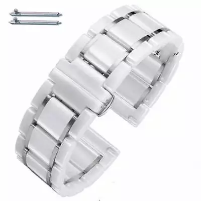 White Elegant Ceramic Replacement Watch Band Butterfly Clasp Quick Release #8004 • $29.95