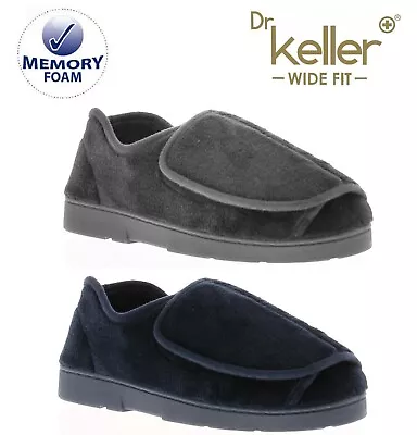 Dr Keller Mens Extra Wide Opening Wide Fit Orthopaedic Diabetic Slippers Size • £16.95