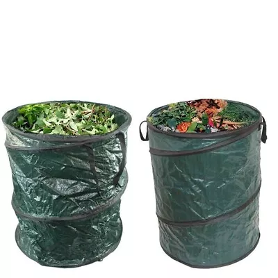 2 X  Heavy Duty Pop Up Large Garden Waste Bag Rubbish Sack Reusable Foldable • £12.89