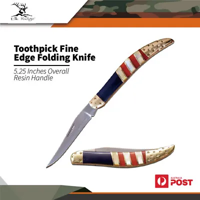 Elk Ridge Toothpick Fine Edge Folding Knife 5.25  Overall Resin Handle Er-952af • $38
