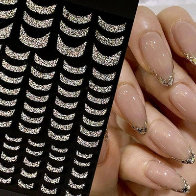 $3.87 • Buy Gold Glitter Nail Decal Manicure Nail Art Stickers Tips Decoration DIY Sticker