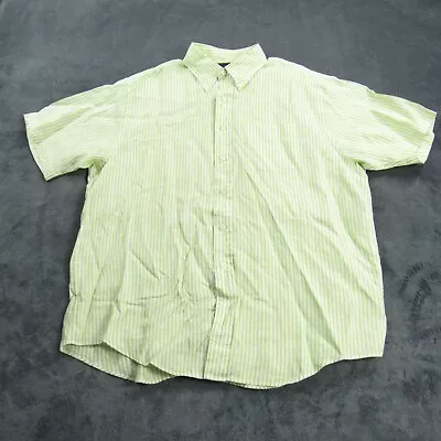 Brooks Brothers Shirt Mens XL Green White Irish Linen Button Down Lightweight • $29.99