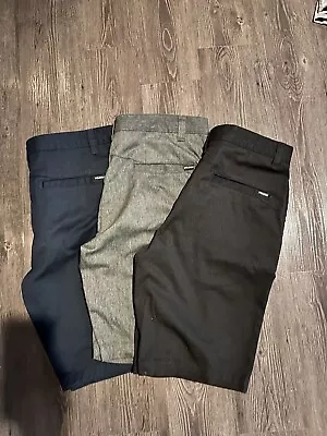 Men’s Volcom Chino Shorts Size 33 With 10” Inseam (3 Pairs Grey Black Navy) • $45