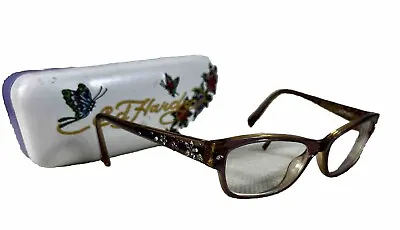 Y2K Ed Hardy Vintage EH0756 5217135 Champagne Lavender Eye Glass Frames W/ Case • $74.98