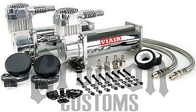 444C Chrome Compressors Dual Pack VIAIR Low Ride Customs Chevy C10 • $342.95