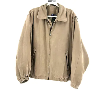 Winner Mate Faux Suede Bomber Jacket Full Zip Water Resistant Men's Large Tan • $24.98