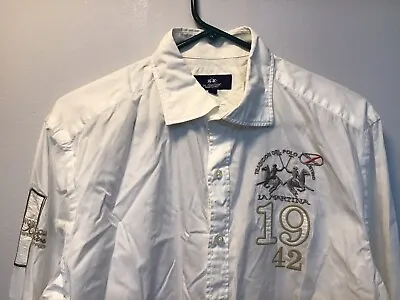LA MARTINA Buenos Aires Embroidered Polo Theme Button Down Shirt~XL • $29.99