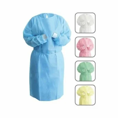 1/10/50/100pk Disposable Isolation Gown Blue With Knit Cuff Dental-Medical • $5.25