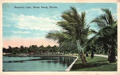 Postcard FL Miami Beach Florida Beautiful Lake White Border Vintage PC J476 • $5