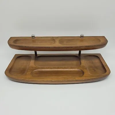 Vintage Men's Wooden 2 Tier Dresser Valet Organizer Caddy Tray • $18.95