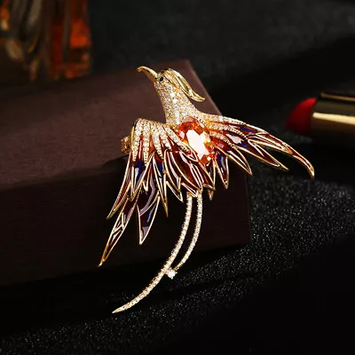 Crystal Enamel Phoenix Bird Brooches Animal Pin For Women Men Brooch Pin Gifts: • £5.42