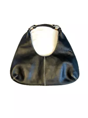 VTG Banana Republic Black Leather  Shoulder Bag Half-Moon Shaped Elegant • $25