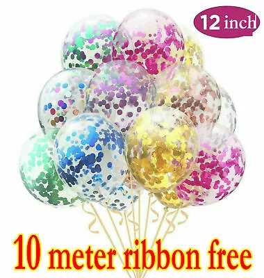 12  Confetti Balloons Coloured Latex Quality Rose Gold Birthday Party Decoration • £2.95