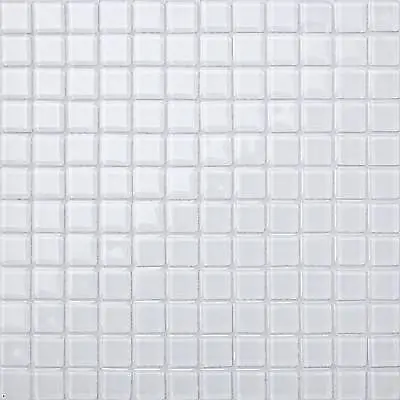 £7.98 • Buy Super White Bathroom And Kitchen Glass Mosaic Tile Sheet 300x300x4mm (MT0079)