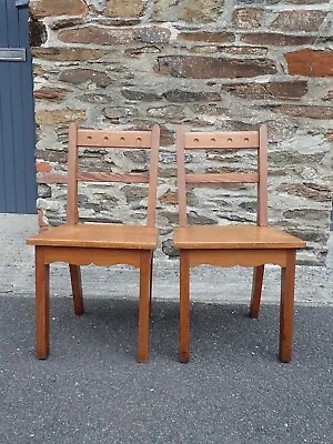 £55 • Buy Pair Of Pitch Pine Kitchen Hall Chairs