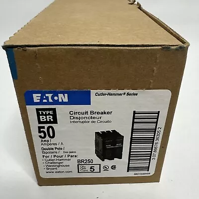 Box Of 5 - Eaton BR250 Circuit Breaker - 50 Amp - 2 Pole • $64