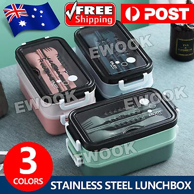 $18.95 • Buy Bento Box Lunch Containers Food Microwave Stainless Portable Dinnerware AU
