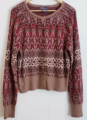 George By Mark Eisen Sweater Women Large (12-14) Tribal Rayon Acrylic Angora LS • $25