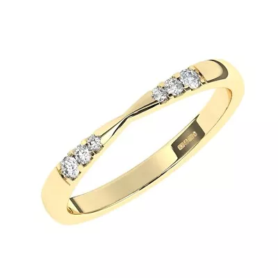 9K Yellow Gold 2MM 100% Natural Round Brilliant Cut Diamond Half Eternity Ring • £166.40