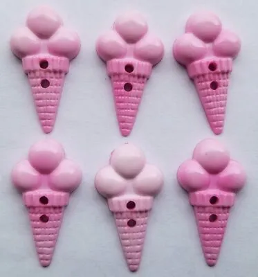 £1.13 • Buy Craft Buttons PINK ICE CREAM CONES Cornet Seaside Beach Summer Girl Sewing Holes