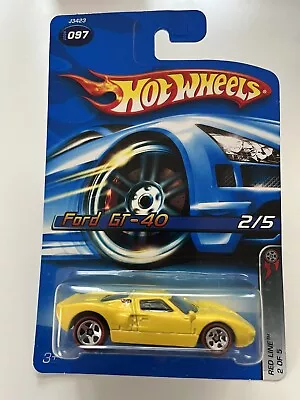 2005 Hot Wheels Ford GT - 40 Yellow W/Redlines & 5 Spoke Wheels • $0.99