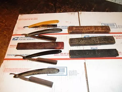 Vintage Straight Edge Razor Lot Of 4 Bicker & Schrick - Butcher- Oxford Boxes ++ • $49.99