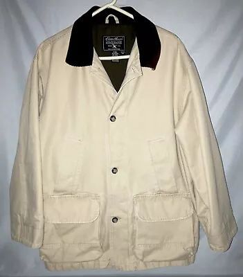 VTG Eddie Bauer Chore Barn Coat Field Jacket Corduroy Trim Collar Med. Cotton • $34.99