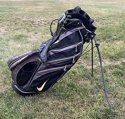 Nike Sasquatch SQ 6-Way Divider Golf Stand Bag Black Double Walking Strap • $125