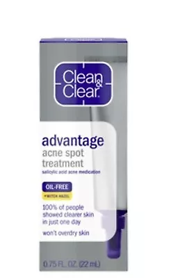 Clean & Clear Advantage Acne Spot Treatment Oil Free Witch Hazel 0.75 Fl Oz • $10.99